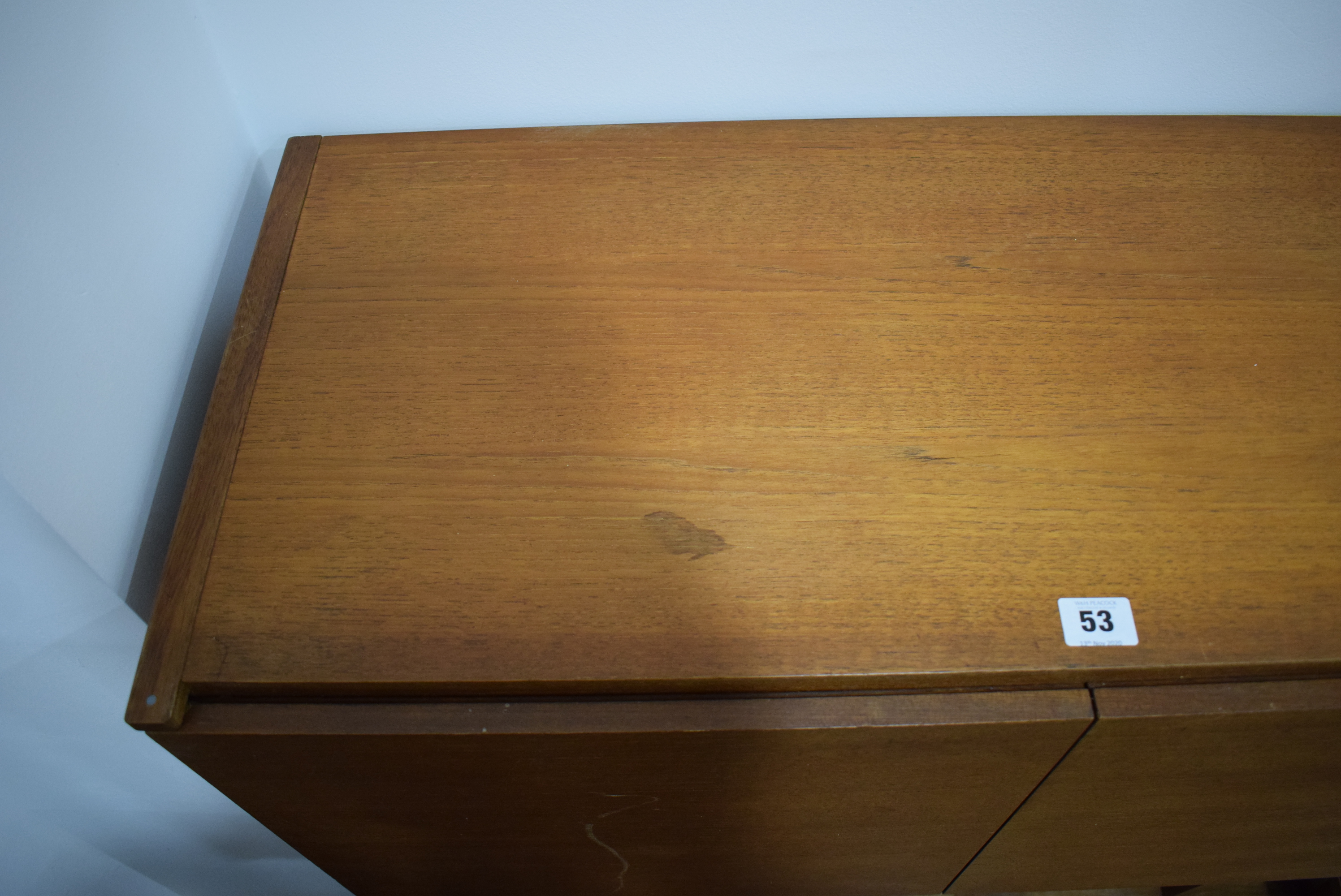 A 1970's teak twin-door cabinet on square tapering legs, w. - Image 3 of 8