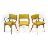 A set of three 1960's Ben chairs with beech curved frames by Benchairs of Stowe