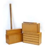 A Danish teak Cado modular shelving system by Poul Cadovius including a marquetry bureau,