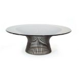 Warren Platner for Knoll International, a wirework table with a smoked glass surface,