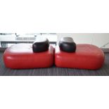 A pair of 'Pebble' modular lobby sofas in a leather finish, with Hitch Mylius labels,