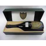 A bottle of Moet et Chandon Cuvee Dom Perignon vintage 1990 Champagne with box