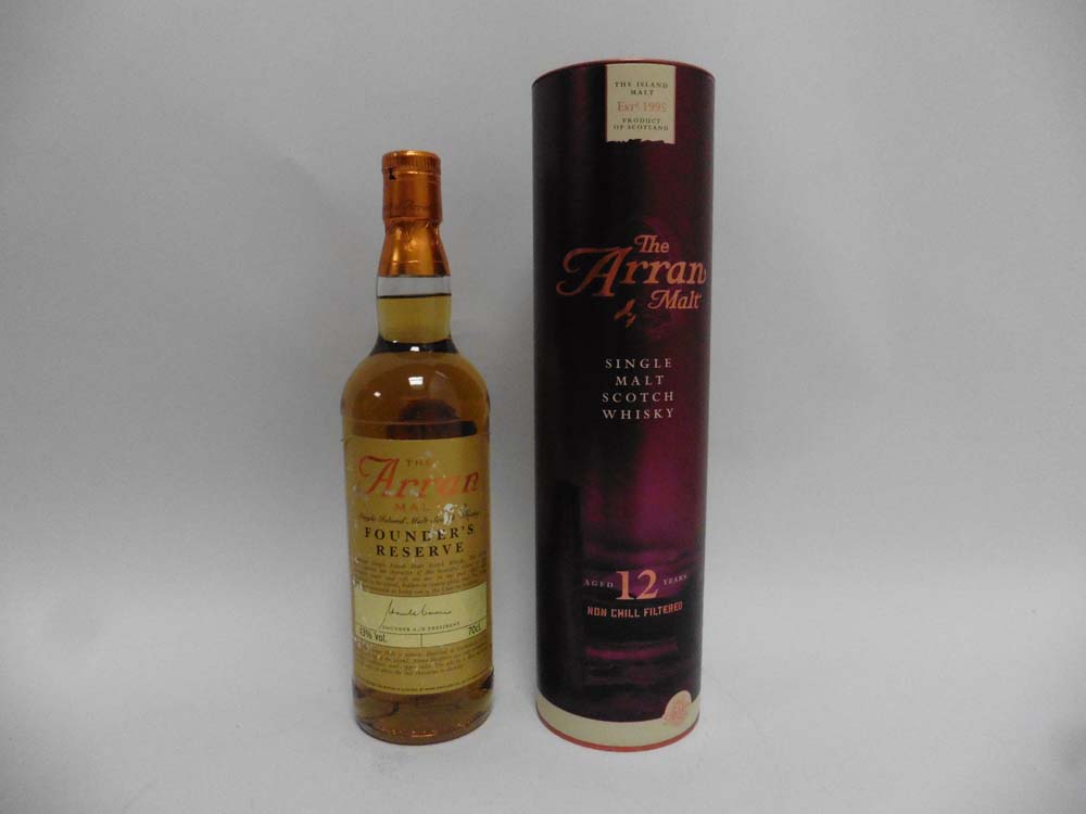 A bottle of The Arran Malt Founder's Reserve Single Island Malt Scotch Whisky with carton 43% 70cl