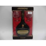 A gift set of Janneau VSOP Very Old Grand Armagnac with box and 2 glasses circa 1980's 40% 68cl