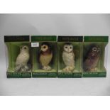 4 Whyte & Mackay Royal Doulton Ceramic decanters in the form of Owls modelled by John G Tongue 1984
