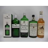 4 bottles, 1x Sir Robert Burnett's White Satin Dry Gin 40% 75cl,