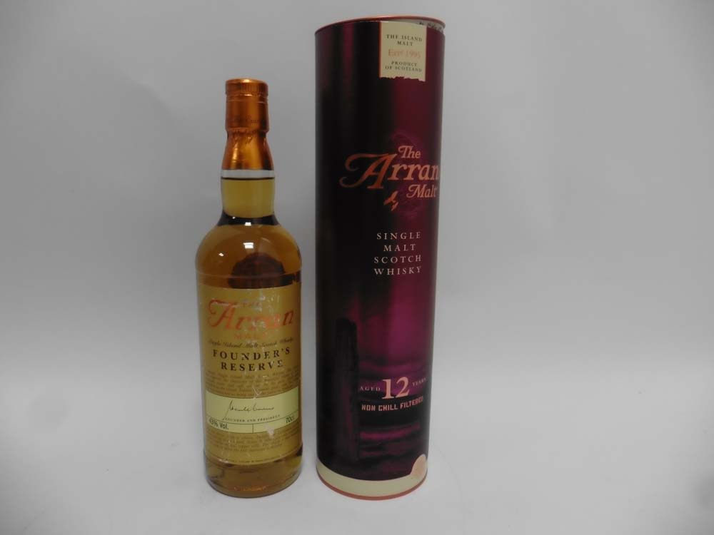 A bottle of The Arran Malt Founder's Reserve Single Island Malt Scotch Whisky with carton 43% 70cl