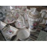 Crowned Staffordshire floral decorated tea service