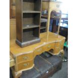 Light oak dressing table on cabriole legs with matching bedside unit