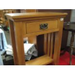 Oak single drawer bedside with storage space below