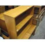 Small light oak coffee table with matching open front 2 tier bookcase