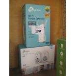 Boxed TP-Link wifi range extender with TP-Link smart wifi plug