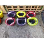 Set of 6 multi coloured ceramic plant pots