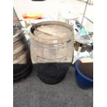 (1182) Oak metal banded whiskey barrel