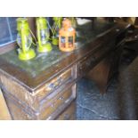 (2139) Leather top twin pedestal desk