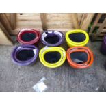 Set of 6 multi coloured ceramic plant pots