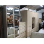 6 piece bedroom suite comprising 3 various wardrobes, dressing table section and 2 chests of 3