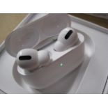 Boxed pair of Apple air pod pro ear phones with charging case