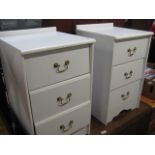 Pair of white 3 drawer bedside units