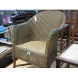 Gilt painted Lloyd Loom style bedroom chair