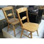 Pair of light oak kitchen chairs