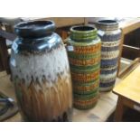 3 various glazed ceramic jars
