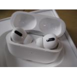 Boxed pair of Apple air pod pro ear phones with charging case