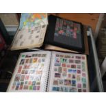 Box containing stamps and stamp albums