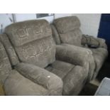 5 piece light brown upholstered lounge suite comprising 3 seater sofa, 2 seater sofa, 2 armchairs