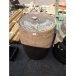 Oak metal banded whiskey barrel