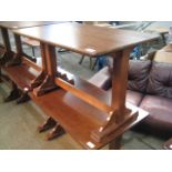 (2019) 3 dark stained pine 4 seater restaurant tables