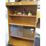 Teak effect display unit with glazed section