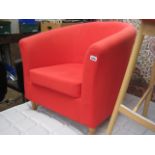 Red upholstered tub chair