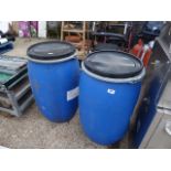 (1235) 2 plastic barrels