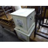 Pair of floral decorated lift top boxes