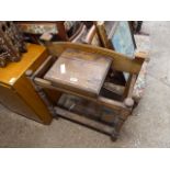 Oak hallway umbrella rack with glove box