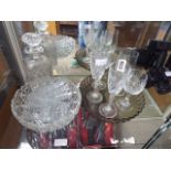 Half shelf of assorted glassware