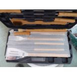 Cased bamboo BBQ set