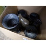 Box containing large crackle effect vases