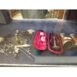 Pair of opera binoculars and assorted hair pins and metalwares