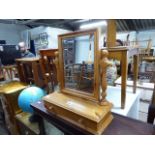 Pine dressing table top and mirror with drawer