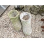 2 concrete boot planters