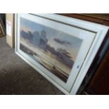 (2095) Large framed and glazed print of harbour