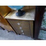 Hammered metal decorated 4 drawer chest