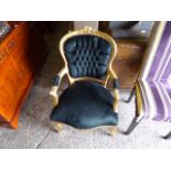 Gold effect frame and black cloth reproduction chair *Collector's Item: Sold in accordance with