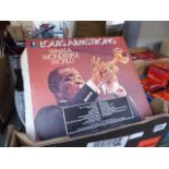Tray of vinyl records incl. Louis Armstrong, Jim Reeves, Neil Diamond, etc.
