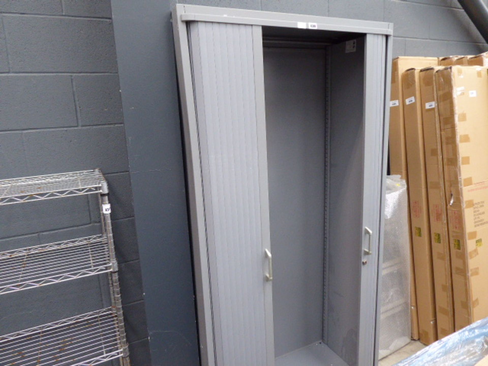 4251 Grey 7' tambour fronted stationery cupboard