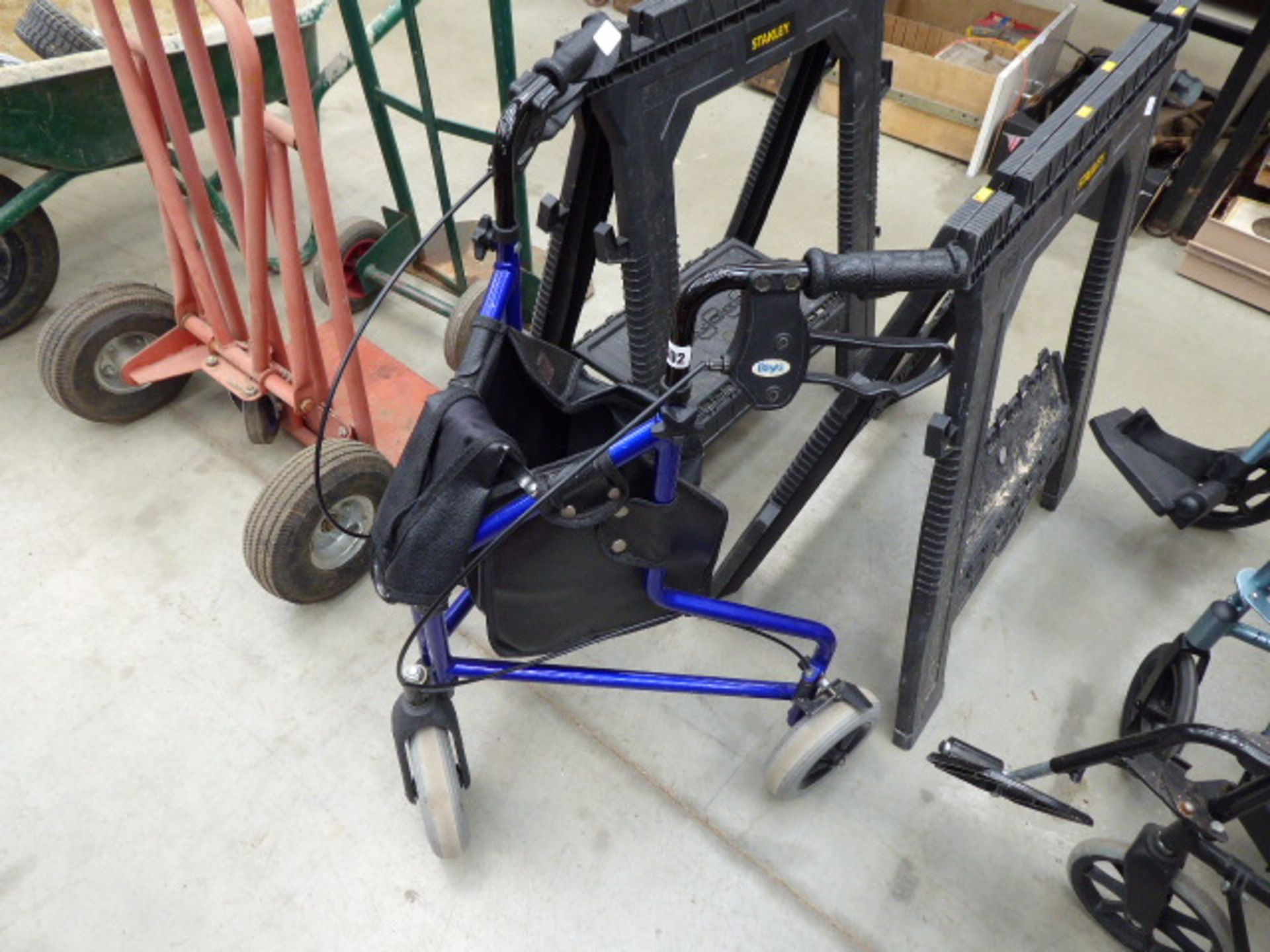 Blue 3 wheel mobility walking aid