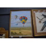 Modern oil on canvas of hot air balloons in flight