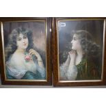 5047 Pair of prints depicting pre-raphaelite ladies